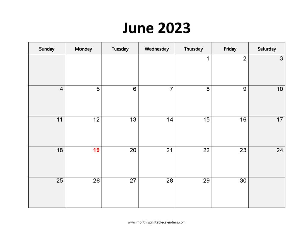 June 2023 Calendar Printable Templates
