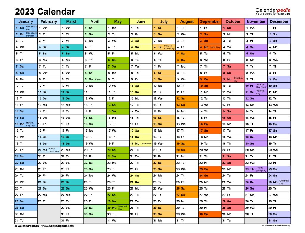 2023 calendar template excel