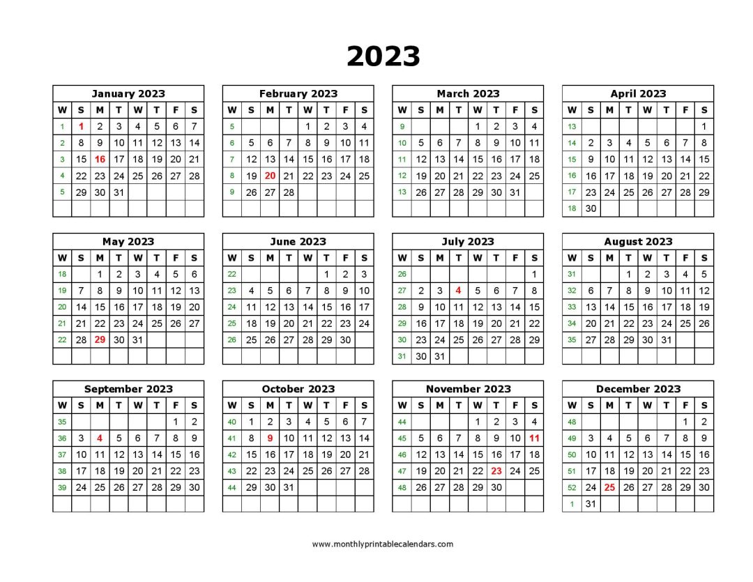 Free 2023 Calendar Template Word - Yearly Download