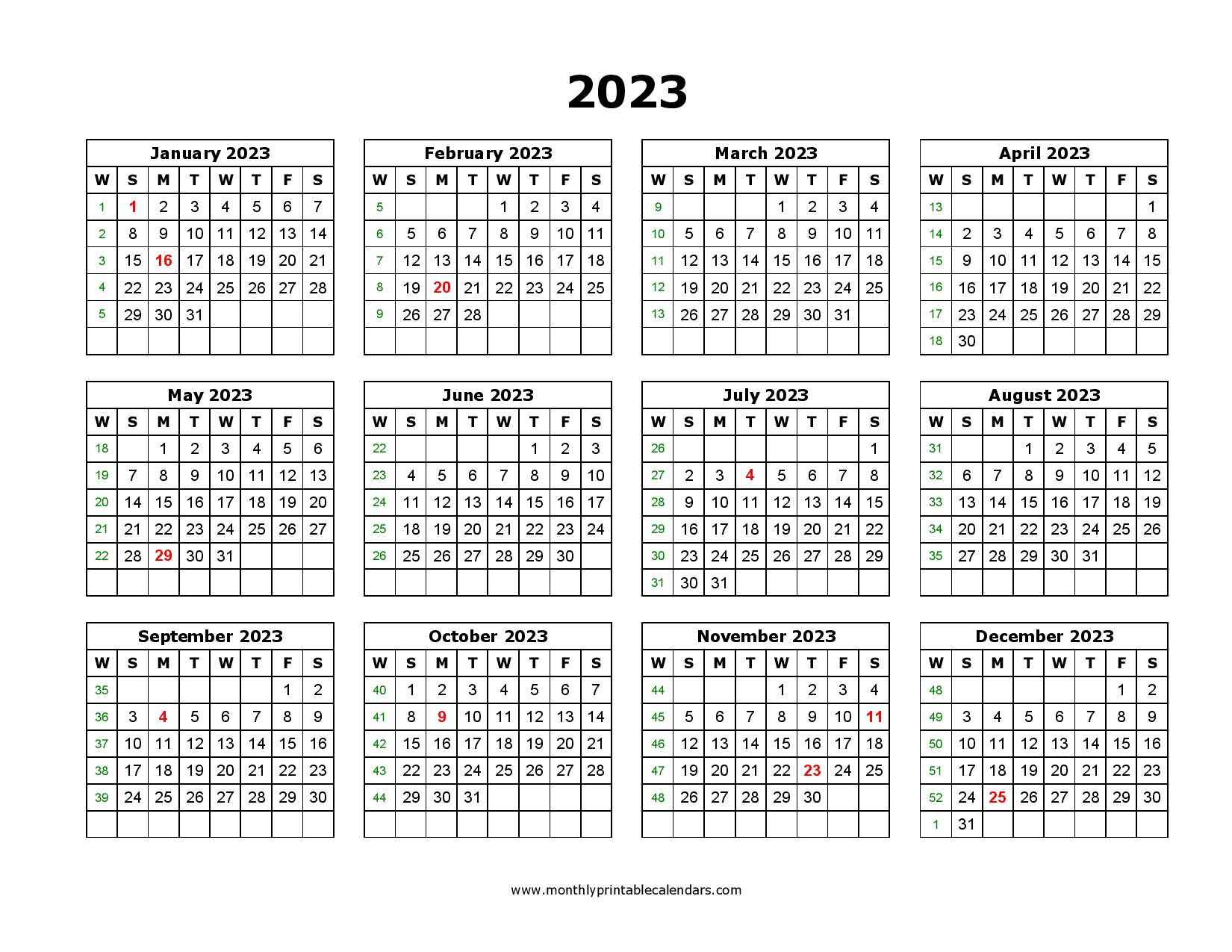 2023 Calendar Printable PDF (Blank Templates) - Print Here