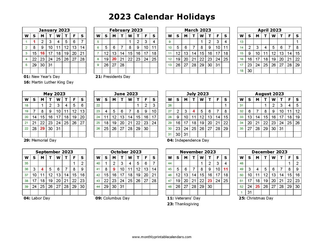 Free 2023 Calendar Template Word Yearly Download