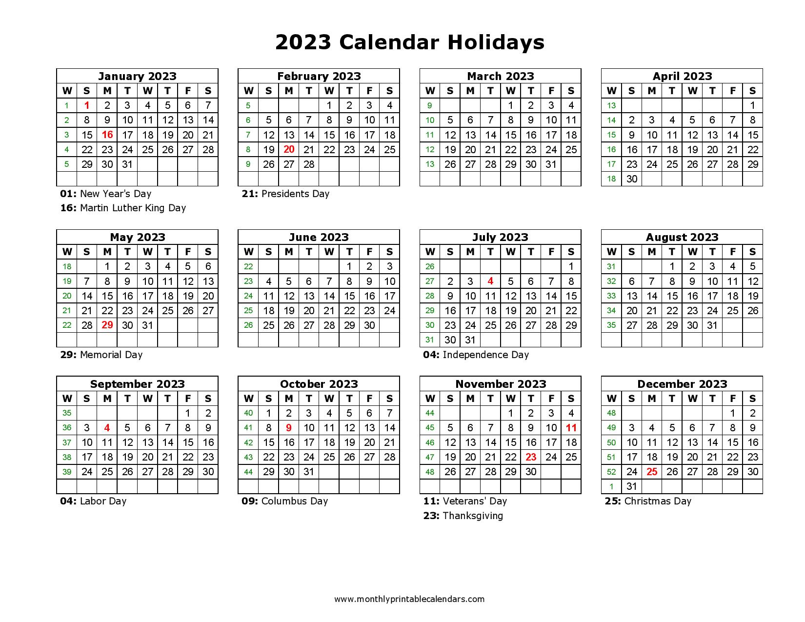 2023 Calendar Printable PDF (Blank Templates) - Print Here