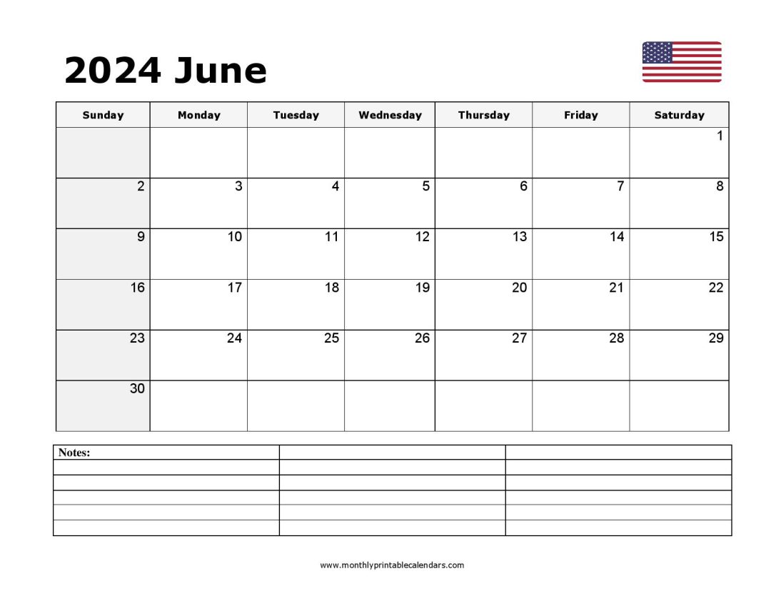 Printable June 2024 Calendar Template Monthly PDF