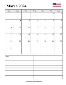 Printable March 2024 Calendar Template PDF