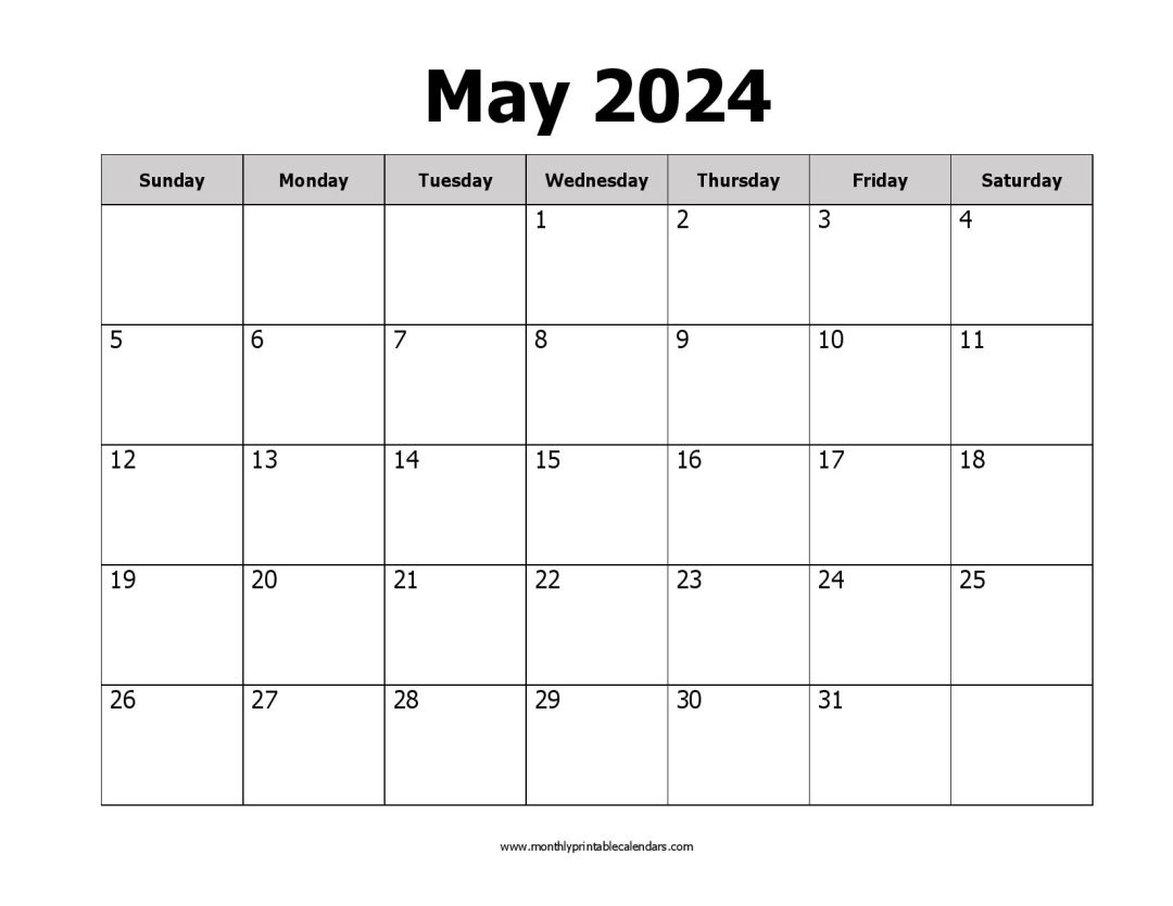 Printable May 2024 Calendar Template Monthly PDF